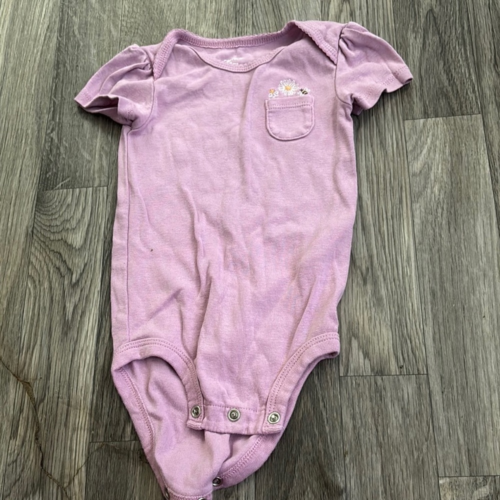 Carter's Purple Bodysuit One Piece with Puff Sleeves